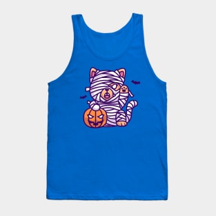 Cute Dog Mummy Holding Pumpkin Cartoon Tank Top